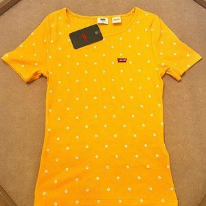 levi's orange, flower print xs girls shirt